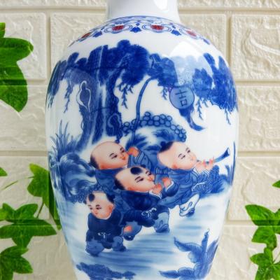 BÌNH SỨ XƯƠNG HỌA TIẾT TIỂU ĐỒNG DU XUÂN